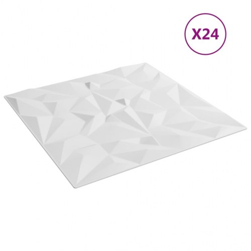 Vægpaneler 24 stk. 50x50 cm 6 m² XPS ametyst hvid