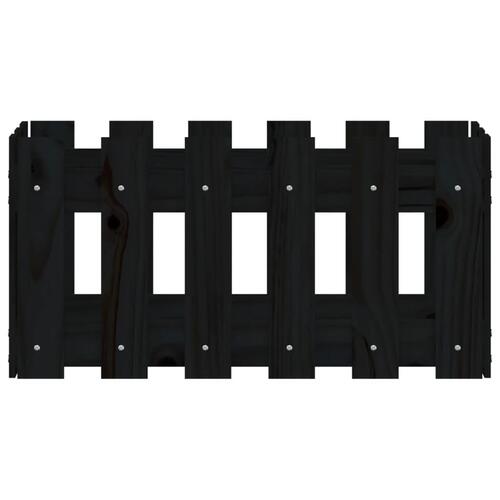 Plantekasse med stakitdesign 60x30x30 cm massivt fyrretræ sort