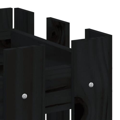 Plantekasse med stakitdesign 60x30x30 cm massivt fyrretræ sort