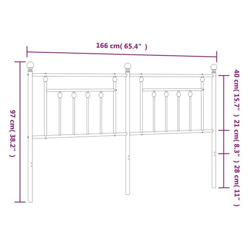 Sengegavl 160 cm metal sort