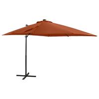 Hængeparasol med stang + LED-lys 250 cm terracotta