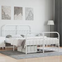 Sengeramme med sengegavl og fodgærde 150x200 cm metal hvid