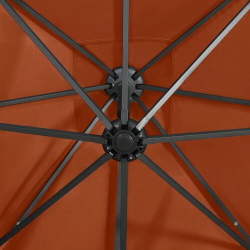Hængeparasol med stang + LED-lys 250 cm terracotta