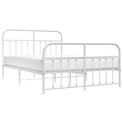 Sengeramme med sengegavl og fodgærde 150x200 cm metal hvid