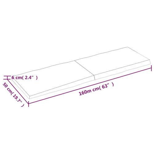 Bordplade 160x50x(2-6)cm naturlig kant ubehandlet massivt træ