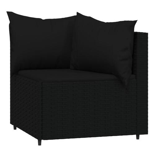 Loungesæt til haven 3 dele med hynder polyrattan sort