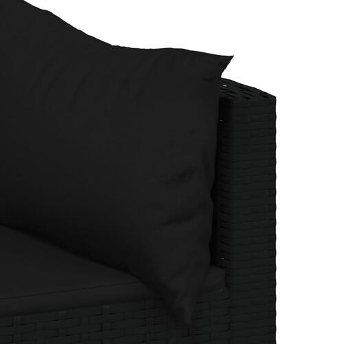 Loungesæt til haven 3 dele med hynder polyrattan sort