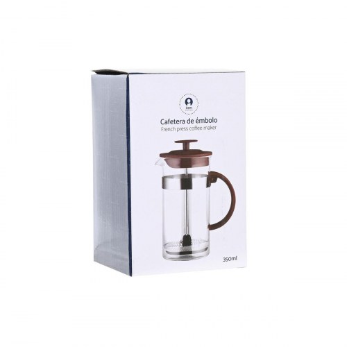 Stempelkande - brun/transparent, rustfrit stål og borosilikatglas, 350 ml