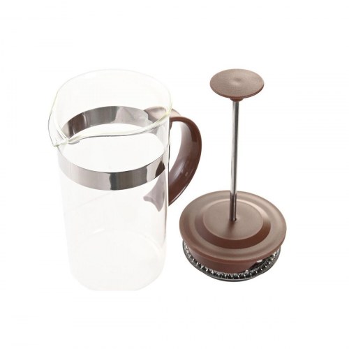 Stempelkande - brun/transparent, rustfrit stål og borosilikatglas, 350 ml