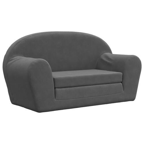 2-personers sofa til børn blødt plys antracitgrå
