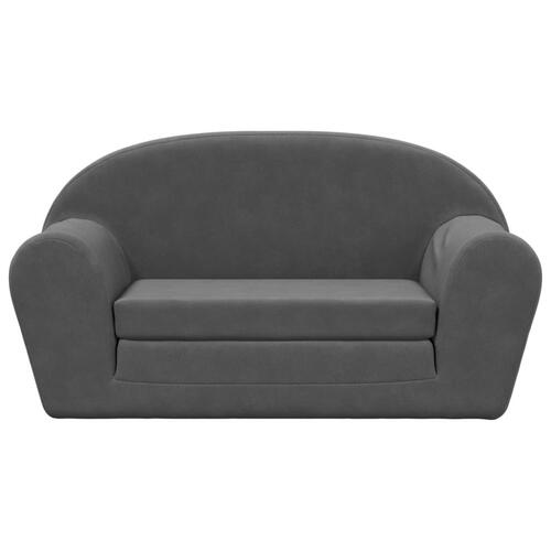 2-personers sofa til børn blødt plys antracitgrå