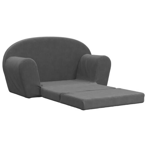2-personers sofa til børn blødt plys antracitgrå