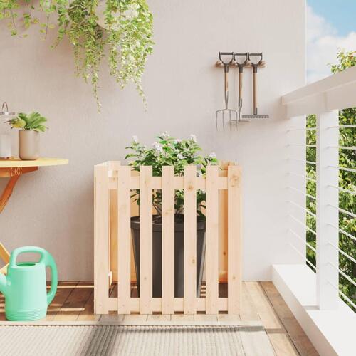 Plantekasse med stakitdesign 70x70x70 cm massivt fyrretræ