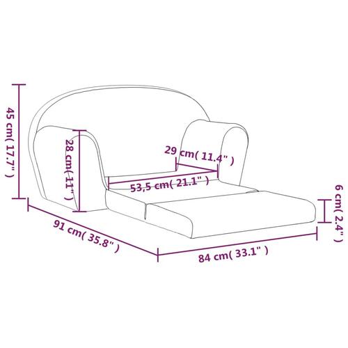 2-personers sofa til børn blødt plys antracitgrå