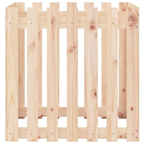 Plantekasse med stakitdesign 70x70x70 cm massivt fyrretræ