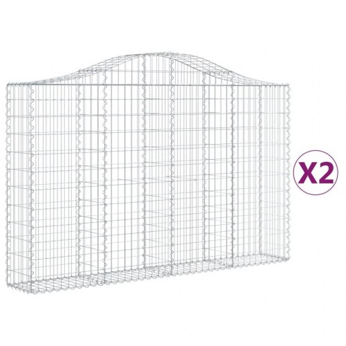 Buede gabionkurve - 2 stk. 200×30×120/140 cm i galvaniseret jern