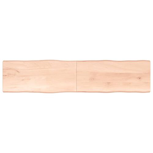 Bordplade 220x50x(2-4)cm naturlig kant ubehandlet massivt træ