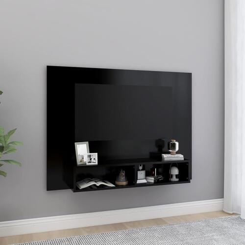 Væghængt tv-skab 120x23,5x90 cm konstrueret træ sort