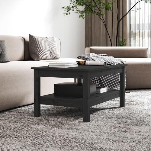 Sofabord 80x50x40 cm massivt fyrretræ sort