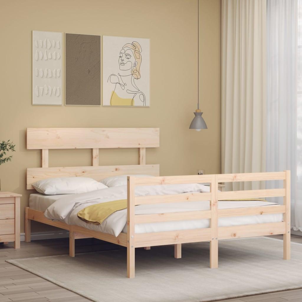 Sengeramme med sengegavl 140x190 cm massivt træ