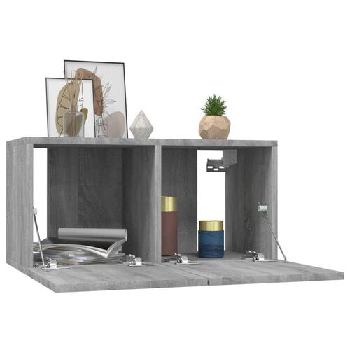 Væghængt tv-bord 60x30x30 cm konstrueret træ grå sonoma-eg