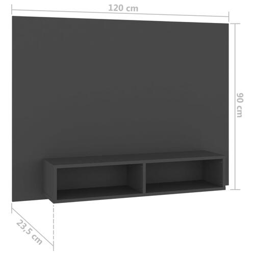 Væghængt tv-skab 120x23,5x90 cm konstrueret træ grå