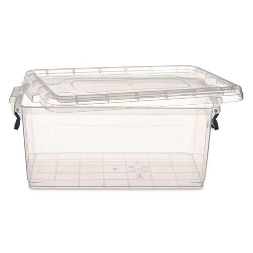 Opbevaringsboks med låg Gennemsigtig Plastik 8,5 L 23,5 x 15,5 x 37 cm (12 enheder)