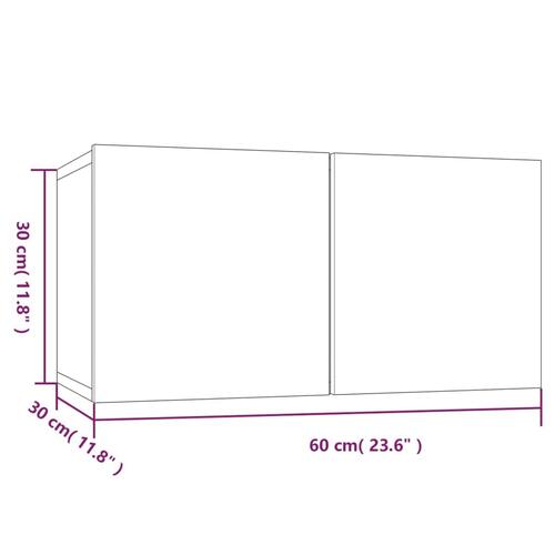 Væghængt tv-bord 60x30x30 cm konstrueret træ grå sonoma-eg