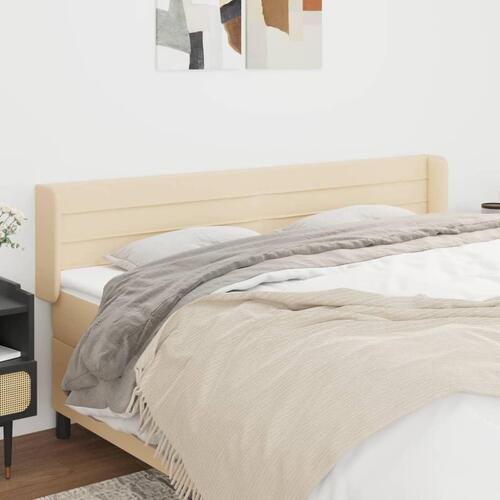 Sengegavl med kanter 203x16x78/88 cm stof cremefarvet