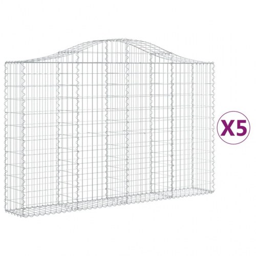Buede gabionkurve 5 stk. 200x30x120/140 cm galvaniseret jern