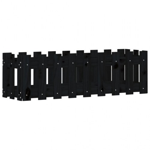 Højbed med stakitdesign 100x30x30 cm massivt fyrretræ sort