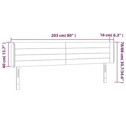 Sengegavl med kanter 203x16x78/88 cm stof cremefarvet