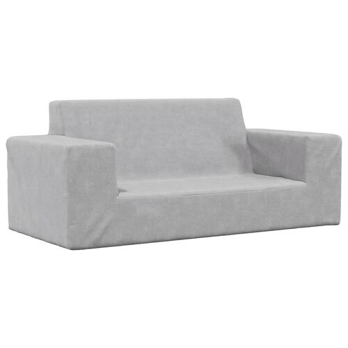 2-personers sofa til børn blødt plys lysegrå