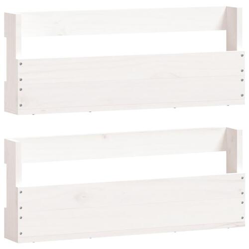 Væghængte skohylder 2 stk. 59x9x23 cm massivt fyrretræ Hvid