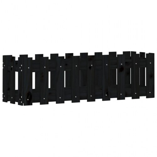 Højbed med stakitdesign 100x30x30 cm massivt fyrretræ sort