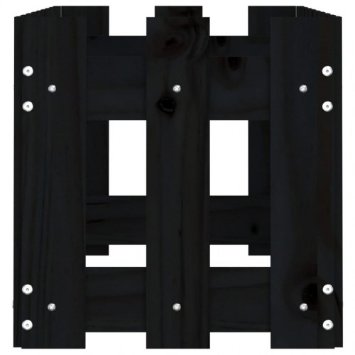 Højbed med stakitdesign 100x30x30 cm massivt fyrretræ sort