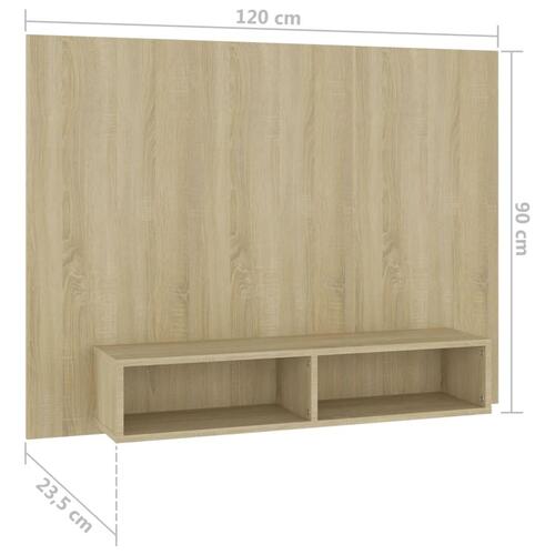 Væghængt tv-skab 120x23,5x90 cm konstrueret træ sonoma-eg