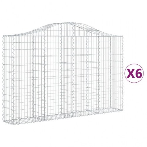 Buede gabionkurve 6 stk. 200x30x120/140 cm galvaniseret jern