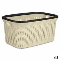 Vasketøjskurv Flødefarvet Plastik 36 L 36 x 25,5 x 52,5 cm (12 enheder)