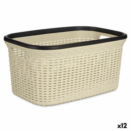 Vasketøjskurv Flødefarvet Plastik 36 L 36 x 25,5 x 52,5 cm (12 enheder)