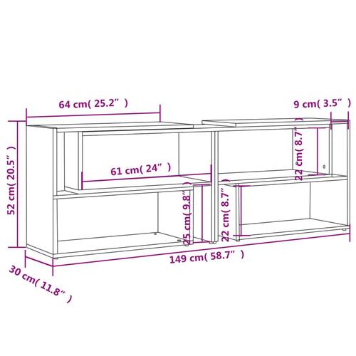 Tv-bord 149x30x52 cm konstrueret træ hvid