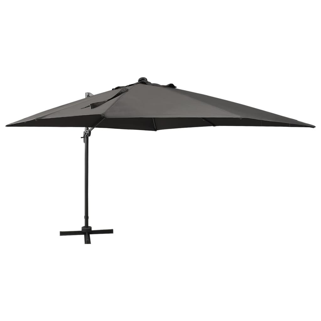Hængeparasol med stang + LED-lys 300 cm antracitgrå