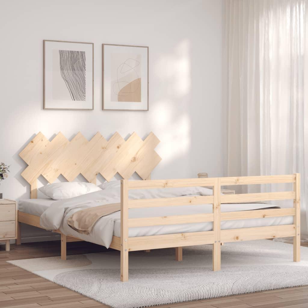 Sengeramme med sengegavl 140x190 cm massivt træ