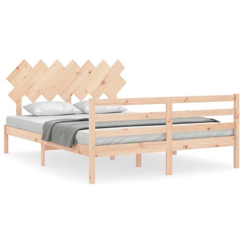 Sengeramme med sengegavl 140x190 cm massivt træ
