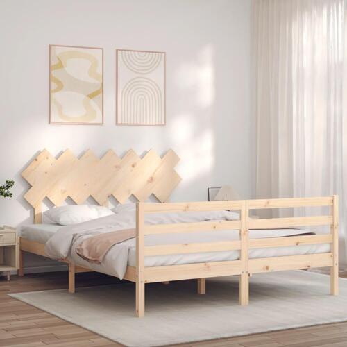 Sengeramme med sengegavl 140x190 cm massivt træ