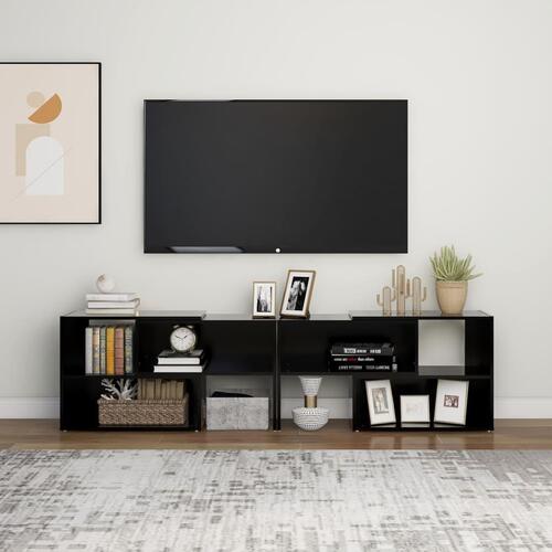 Tv-bord 149x30x52 cm konstrueret træ sort