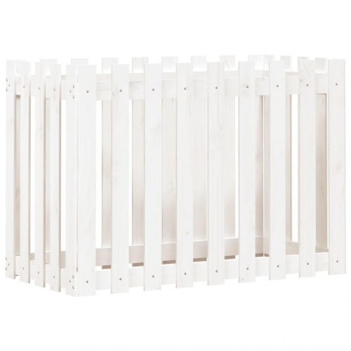 Højbed med stakitdesign 100×50×70 cm - massivt fyrretræ, hvid