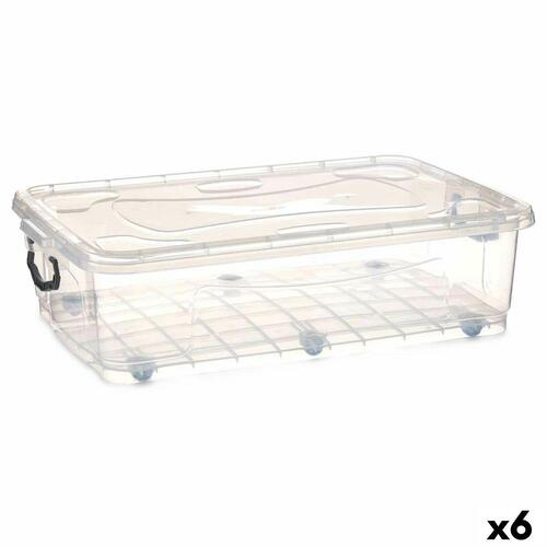 Opbevaringsboks med hjul Gennemsigtig Plastik 40 L 46,5 x 20 x 72,2 cm (6 enheder)