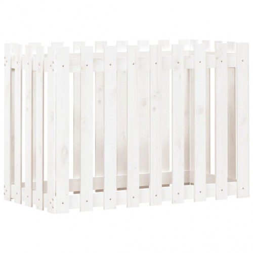 Højbed med stakitdesign 100×50×70 cm - massivt fyrretræ, hvid