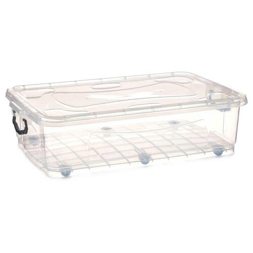 Opbevaringsboks med hjul Gennemsigtig Plastik 40 L 46,5 x 20 x 72,2 cm (6 enheder)